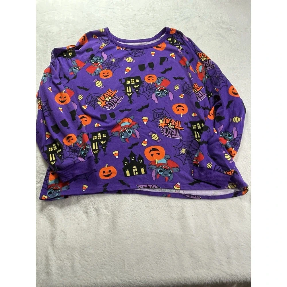 Disney Halloween PJ Top Women's 3X (22w-24w) Purple Lilo + Stitch Shirt Lounge - Picture 2 of 10